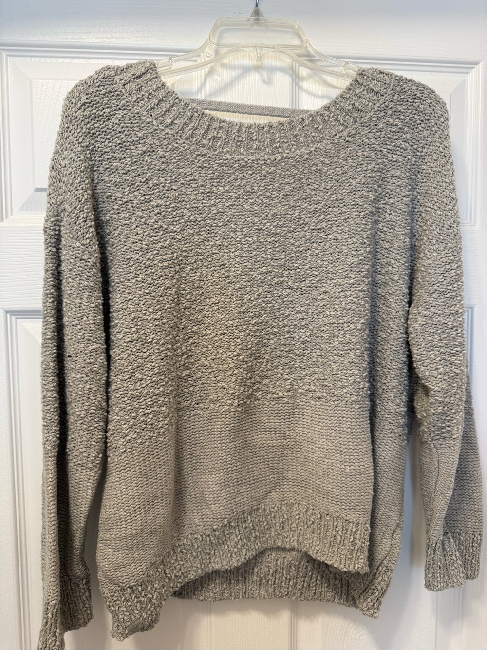 Cozy Barefoot Dreams Boulce Scoop-Back Sweater in Stone Knit Pullover Sweater